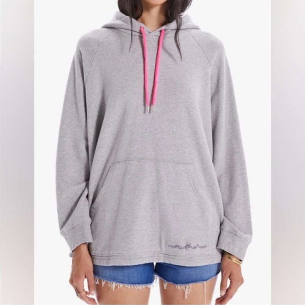 MOTHER Heather Gray Hoodie with Pink Accents